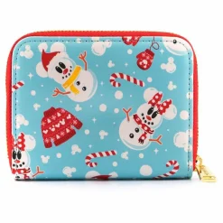 Mickey Mouse - Mickey & Minnie Mouse Snowman 4” Faux Leather Zip-Around Wallet