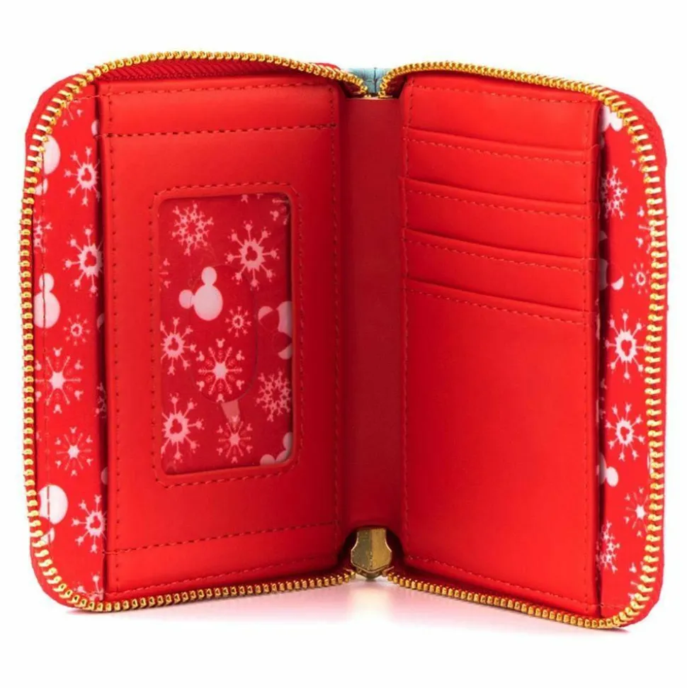 Mickey Mouse - Mickey & Minnie Mouse Snowman 4” Faux Leather Zip-Around Wallet