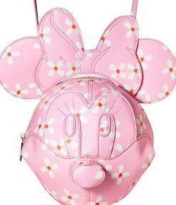 Mickey Mouse - Minnie Mouse 3D Floral Head 11” Faux Leather Crossbody Handbag