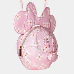 Mickey Mouse - Minnie Mouse 3D Floral Head 11” Faux Leather Crossbody Handbag