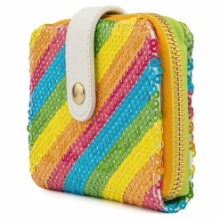 Mickey Mouse - Minnie Mouse Rainbow Sequin 5” Faux Leather Zip-Around Wallet