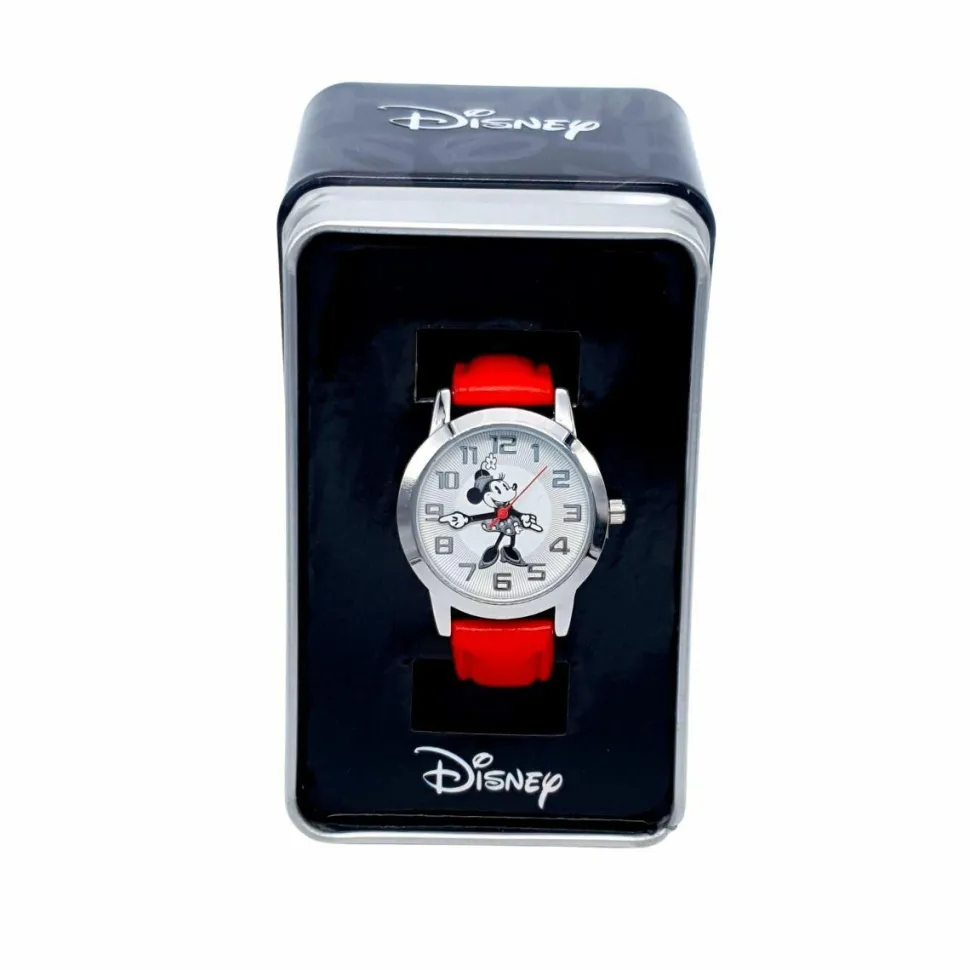 Mickey Mouse - Steamboat Minnie Mouse Red Faux Leather Band Petit Watch (One Size)
