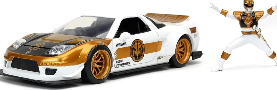 Mighty Morphin Power Rangers - White Ranger & 2002 Honda NSX Type-R Japan Spec 1/24th Scale Die-Cast Vehicle Replica