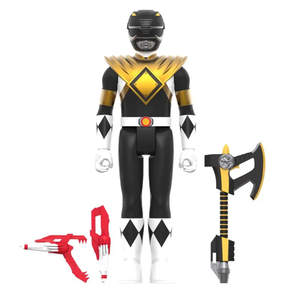 Mighty Morphin Power Rangers - Black Ranger with Dragon Shield ReAction 3.75” Action Figure