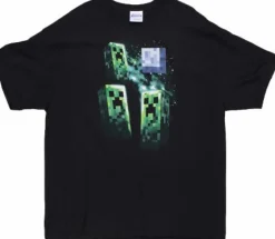 Minecraft - 3 Creeper Moon Regular Black Male T-Shirt