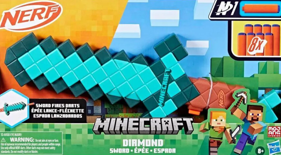 Minecraft - Diamond Sword Nerf Dart Blaster Roleplay Replica