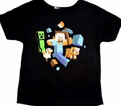 Minecraft - Run Away! Black Kids or Youth T-Shirt
