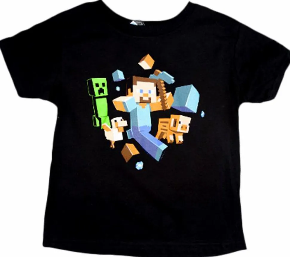 Minecraft - Run Away! Black Kids or Youth T-Shirt