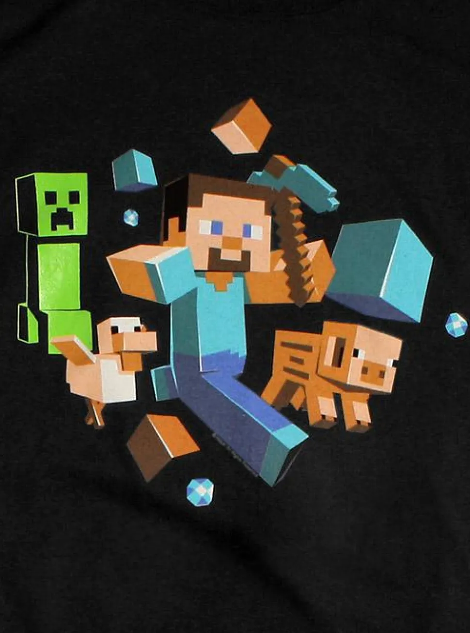 Minecraft - Run Away! Glow In The Dark Black Male T-Shirt