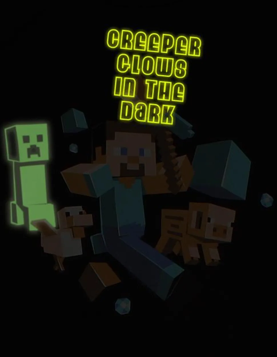 Minecraft - Run Away! Glow In The Dark Black Male T-Shirt