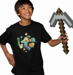 Minecraft - Run Away! Glow in the Dark Black Kids or Youth T-Shirt