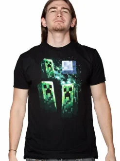 Minecraft - Three Creeper Moon Black Premium Male T-Shirt