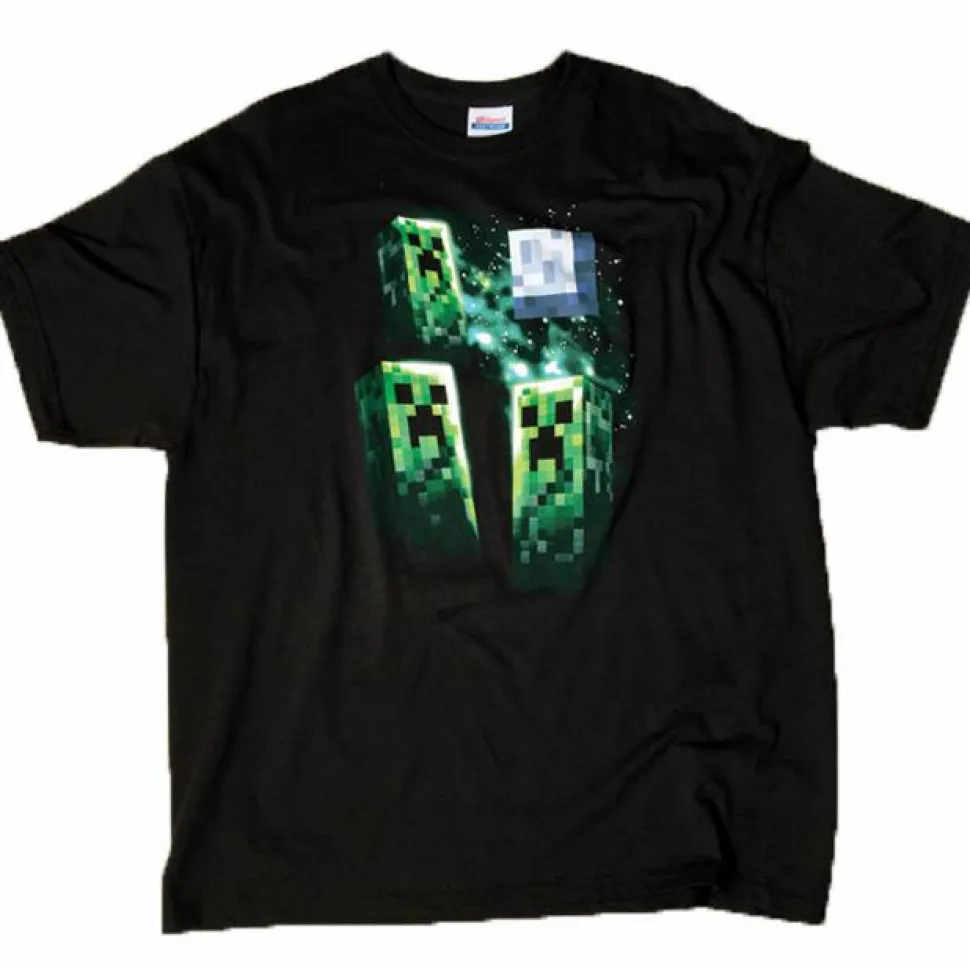 Minecraft - Three Creeper Moon Black Premium Male T-Shirt