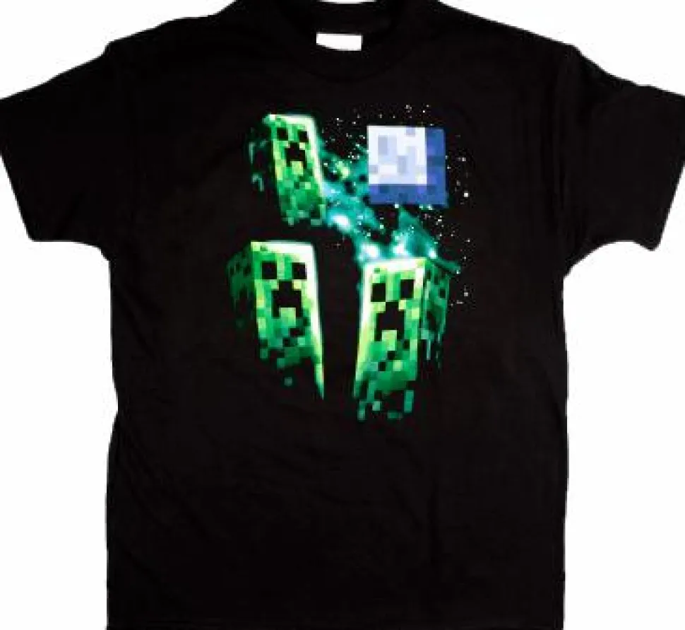 Minecraft - Three Creeper Moon Kids or Youth Black T-Shirt