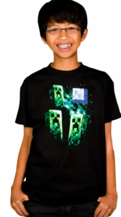 Minecraft - Three Creeper Moon Kids or Youth Black T-Shirt