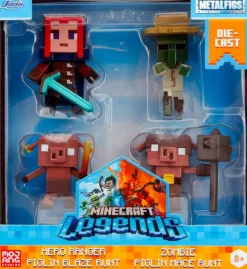 Minecraft Legends - Hero Ranger, Zombie, Piglin Blaze Runt & Piglin Mace Runt Metalfigs 2.5" Die-Cast Figure 4-Pack