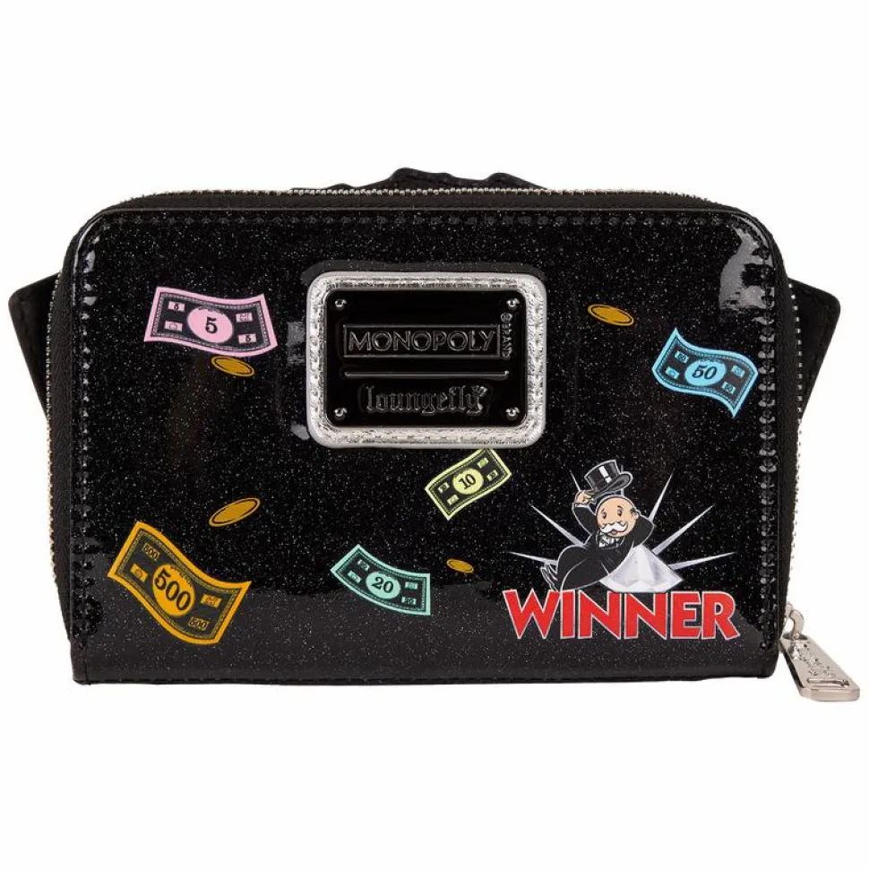 Monopoly - 90th Anniversary Money Glitter 4" Faux Leather Zip-Around Wallet