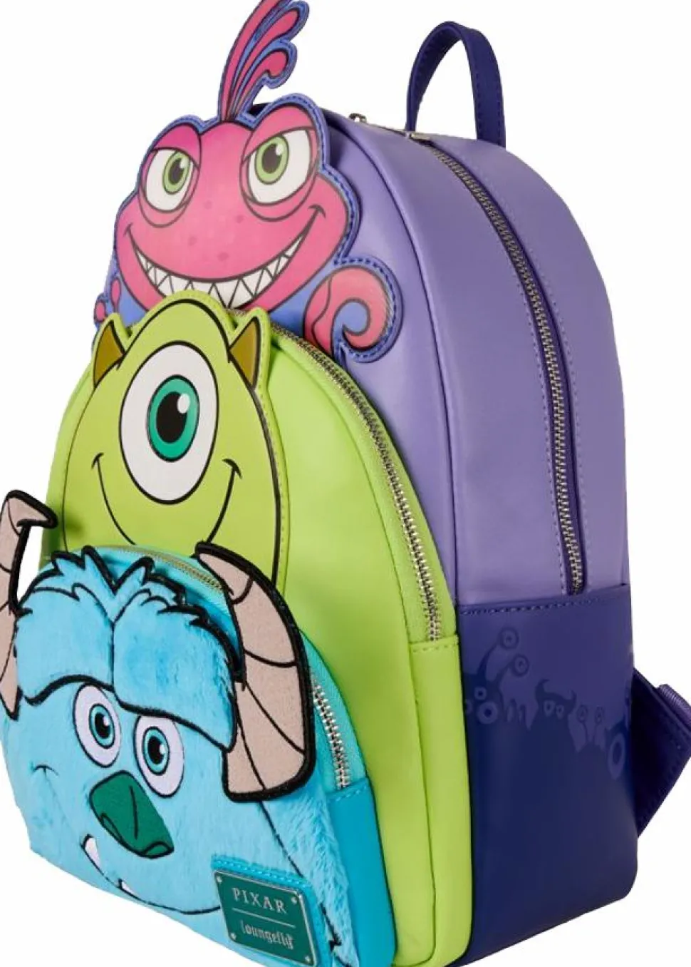 Monsters, Inc. - Sulley, Mike & Randall Triple Pocket Lenticular 12" Faux Leather Mini Backpack