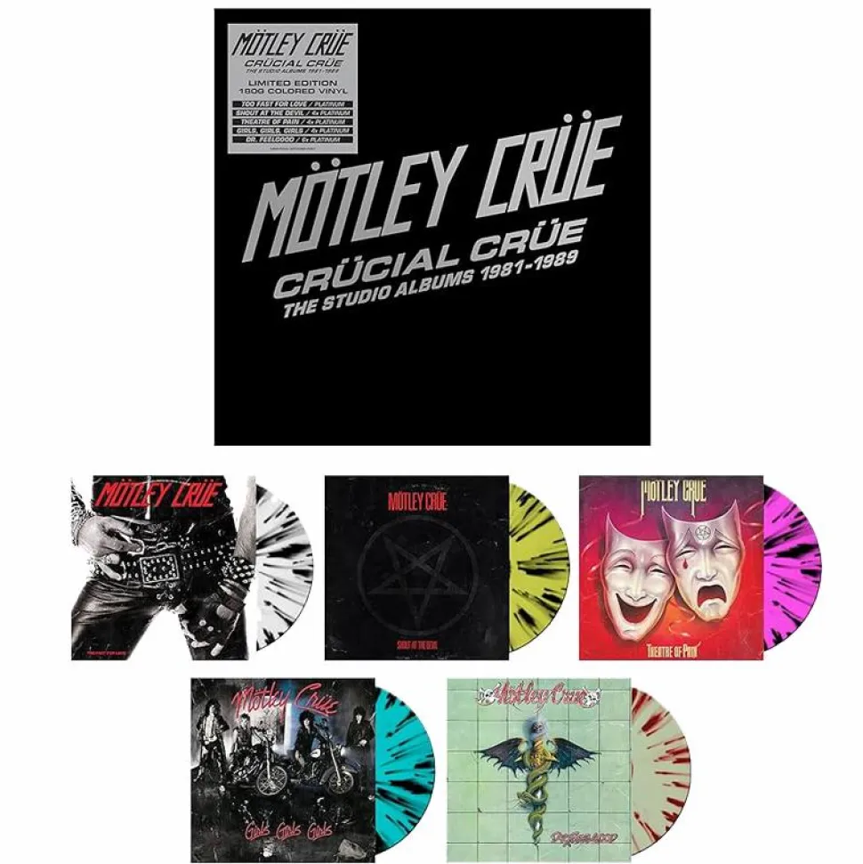 Motley Crue - Crucial Crue: The Studio Albums 1981-1989 5xLP Vinyl Record Box Set (Coloured Vinyl)