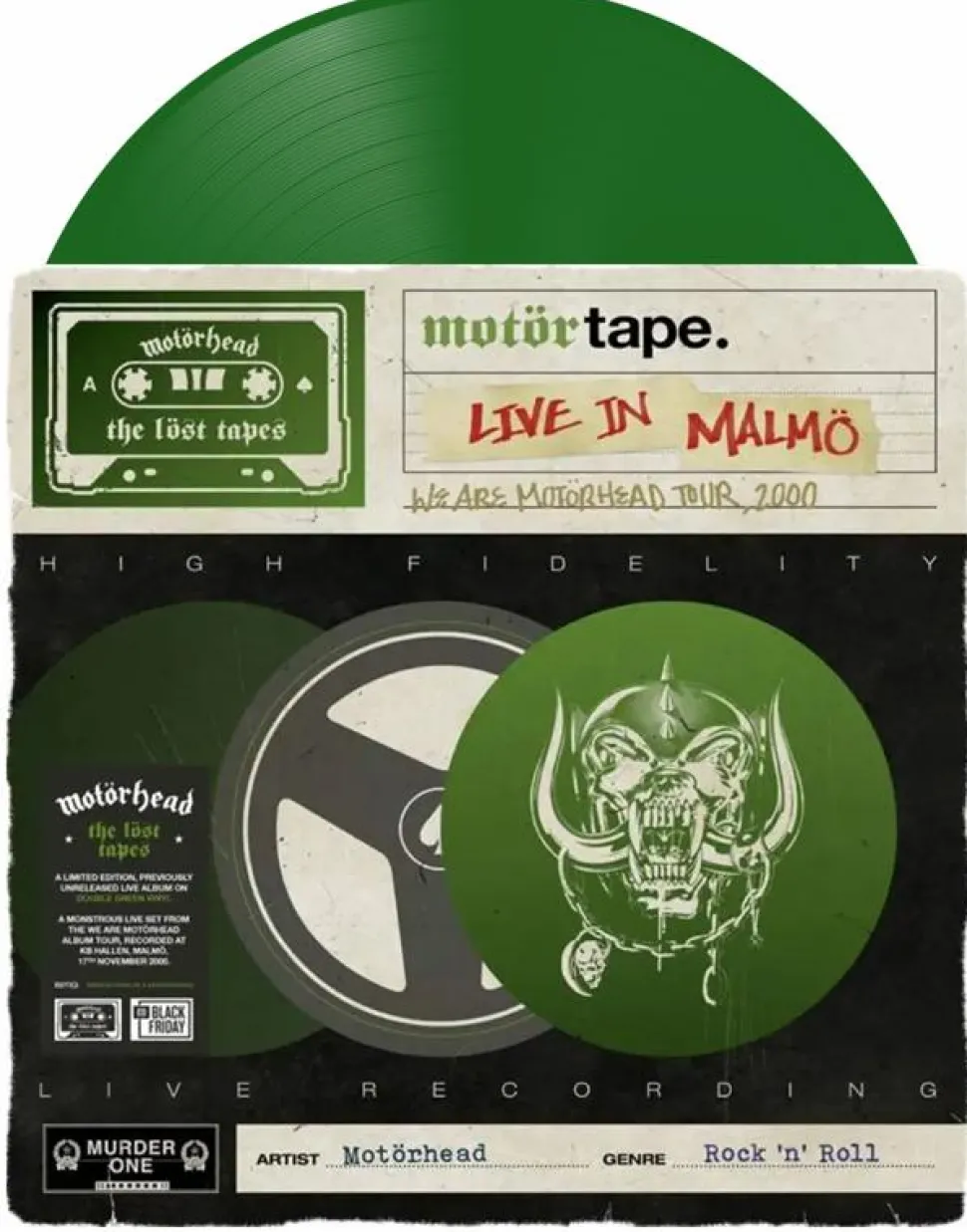Motorhead - The Lost Tapes Vol. 3 Live In Malmo 2000 2xLP Vinyl Record (2022 Black Friday Record Store Day Exclusive Translucent Green Vinyl)