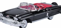 Motormax - Black 1958 Chevrolet Impala Timeless Legends Collection 1/18th Scale Die-Cast Vehicle Replica