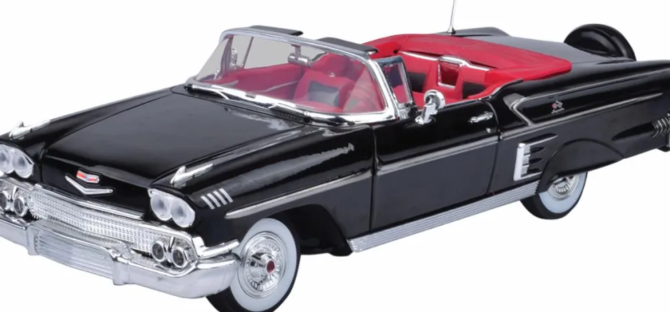 Motormax - Black 1958 Chevrolet Impala Timeless Legends Collection 1/18th Scale Die-Cast Vehicle Replica