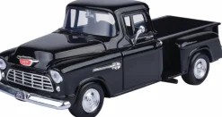 Motormax - Black 1955 Chevy Stepside Timeless Legends Collection 1/24th Scale Die-Cast Vehicle Replica
