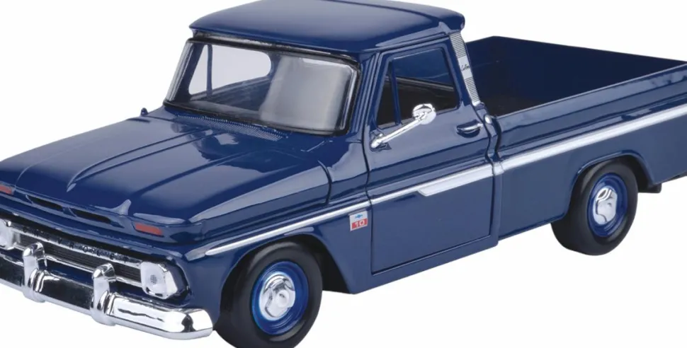 Motormax - Blue 1966 Chevy C10 Fleetside Pickup Timeless Legends Collection 1/24th Scale Die-Cast Vehicle Replica