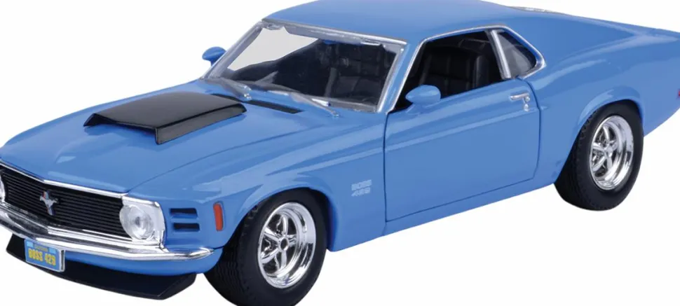 Motormax - Blue 1970 Ford Mustang Boss 429 Timeless Legends Collection 1/24th Scale Die-Cast Vehicle Replica