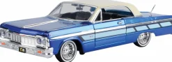 Motormax - Metallic Blue 1964 Chevy Impala Get Low Collection 1/24th Scale Die-Cast Vehicle Replica