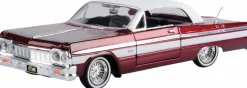 Motormax - Metallic Red 1964 Chevy Impala Get Low Collection 1/24th Scale Die-Cast Vehicle Replica