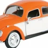 Motormax - Orange 1966 Volkswagen Classic Beetle with Rear Luggage Rack Volkswagen Collection 1/24th Scale Die-Cast Vehicle Replica