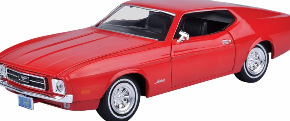 Motormax - Red 1971 Ford Mustang Sportsroof Timeless Legends Collection 1/24th Scale Die-Cast Vehicle Replica