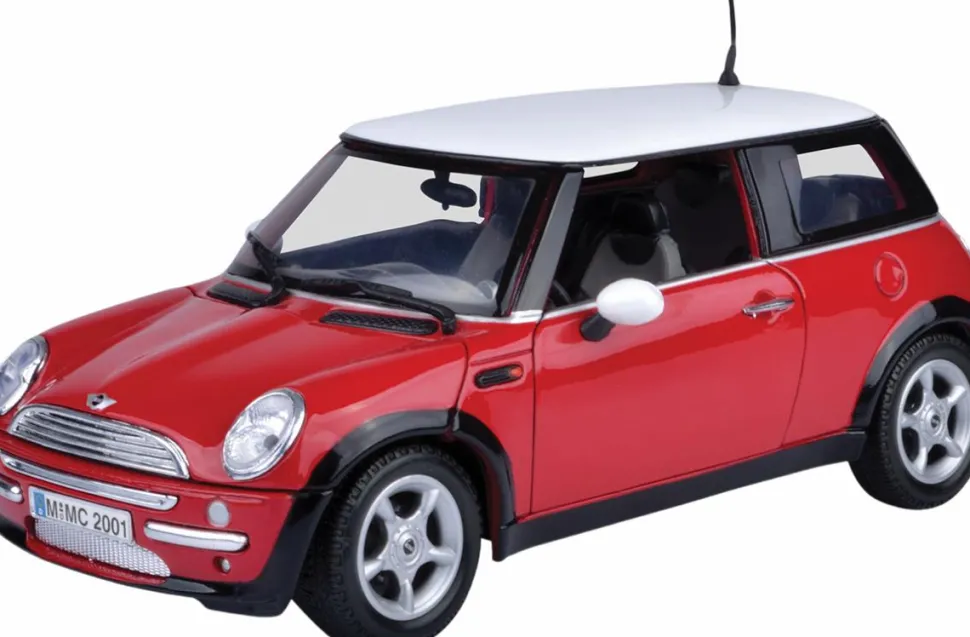 Motormax - Red Mini Cooper Timeless Legends Collection 1/18th Scale Die-Cast Vehicle Replica