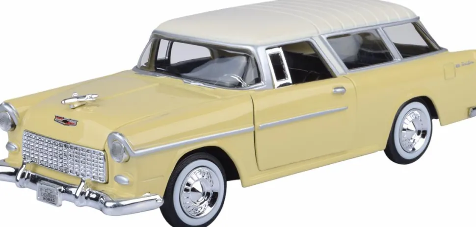 Motormax - Yellow 1955 Chevy Bel Air Nomad Timeless Legends Collection 1/24th Scale Die-Cast Vehicle Replica