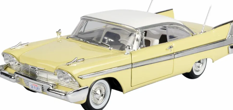 Motormax - Yellow 1958 Plymouth Fury Timeless Legends Collection 1/18th Scale Die-Cast Vehicle Replica