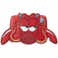 Mulan (1998) - 25th Anniversary Mushu Glitter Cosplay 4” Faux Leather Zip-Around Wallet