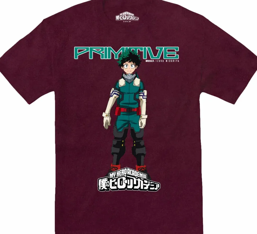 My Hero Academia - MHA x Primitive Izuku Midoriya Washed Burgundy T-Shirt