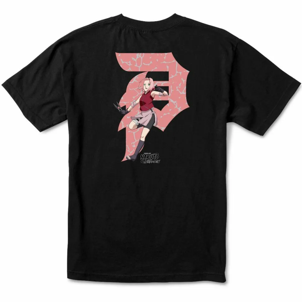 Naruto - Naruto x Primitive Sakura Uchiha Dirty P Black T-Shirt