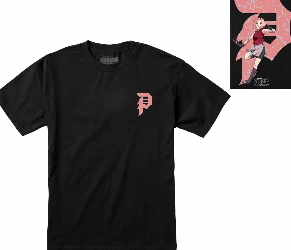 Naruto - Naruto x Primitive Sakura Uchiha Dirty P Black T-Shirt