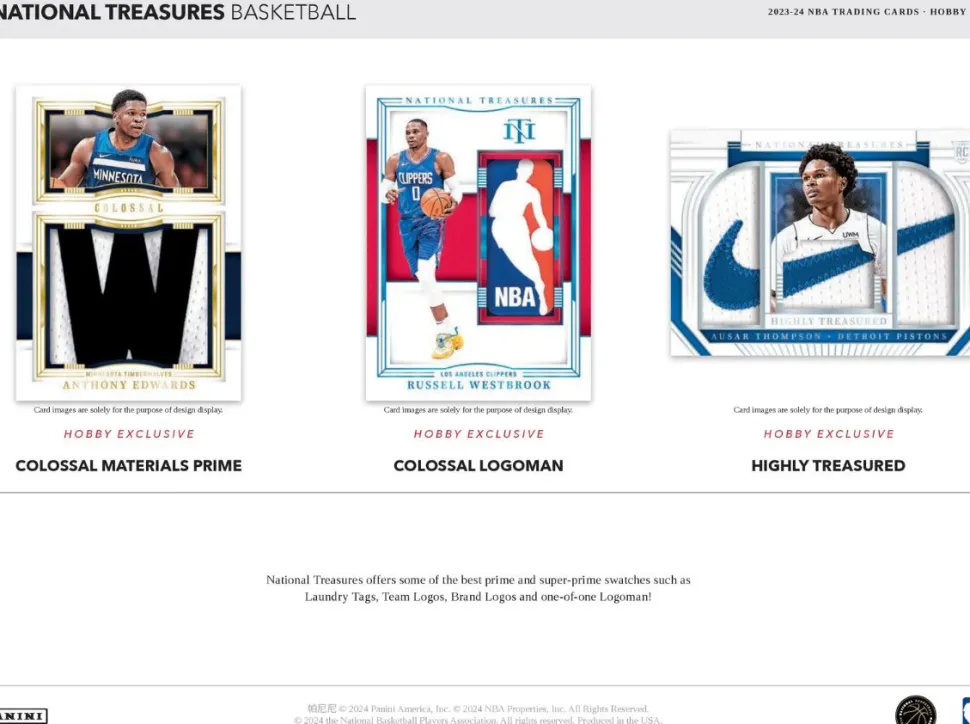 NBA Basketball - 2023/24 Panini National Treasures Basketball Trading Cards Hobby Box (Display of 1)