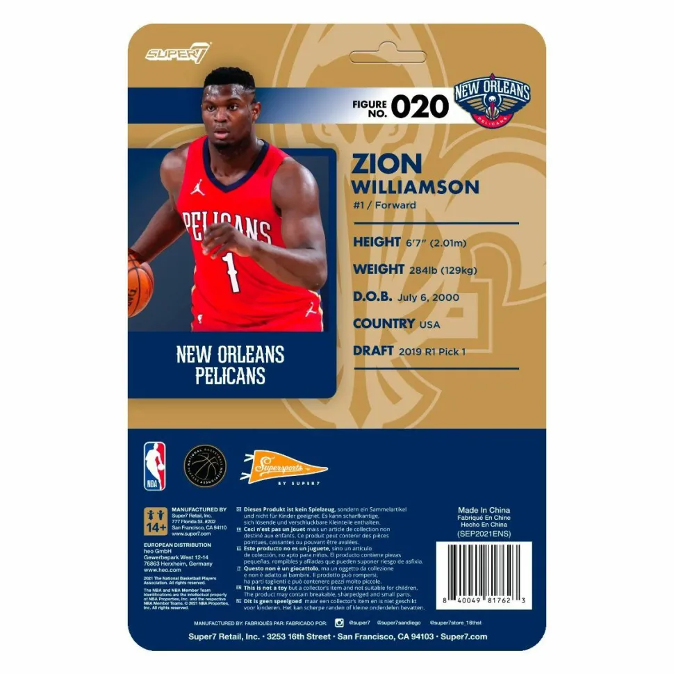 NBA Basketball - Zion Williamson New Orleans Pelicans Red Statement Supersports ReAction 3.75” Action Figure