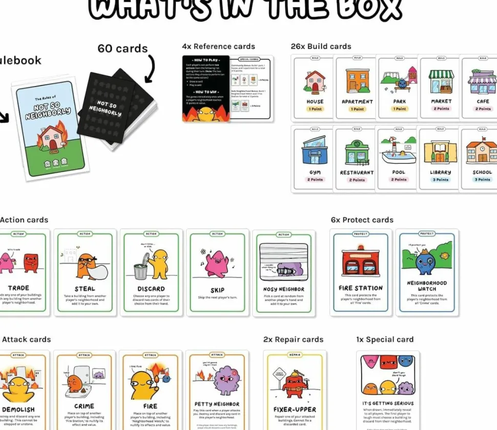 Not So Neighborly - Be Petty and Destructive As You Build Your Perfect Neighborhood Card Game