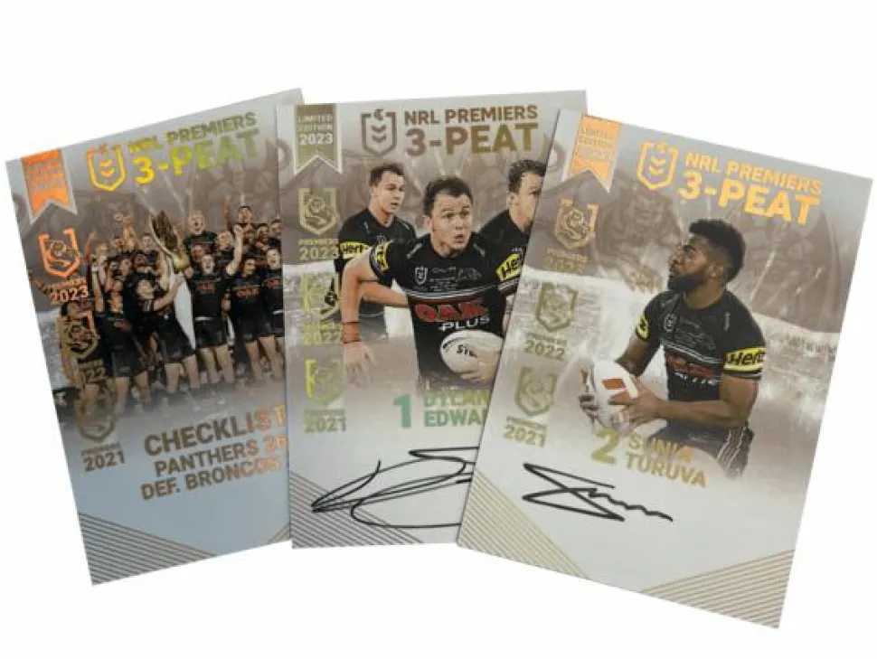 NRL Rugby League - 2023 NRL Premiers Penrith Panthers 3-Peat Signed Trading Cards Set (23 Cards)