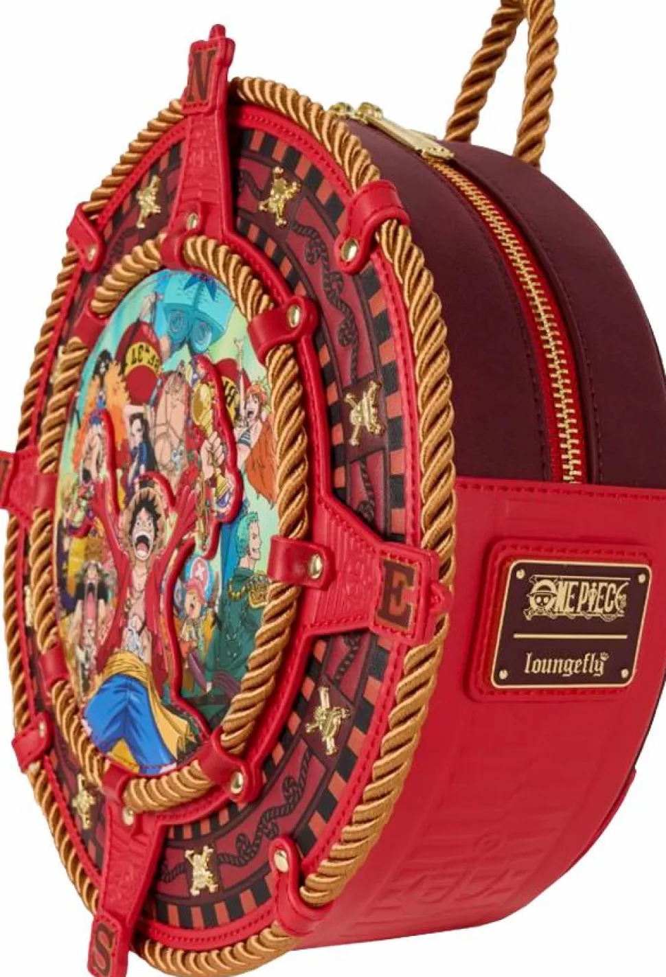 One Piece - Compass Figural 9" Faux Leather Mini Backpack
