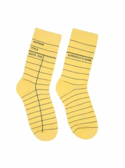 Out of Print - Yellow Library Card Unisex Socks (Small)