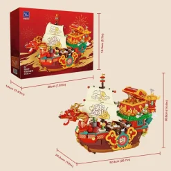 Pantasy - Chinese New Year Dragon Boat Building Block Construction Set (2154 Pieces)