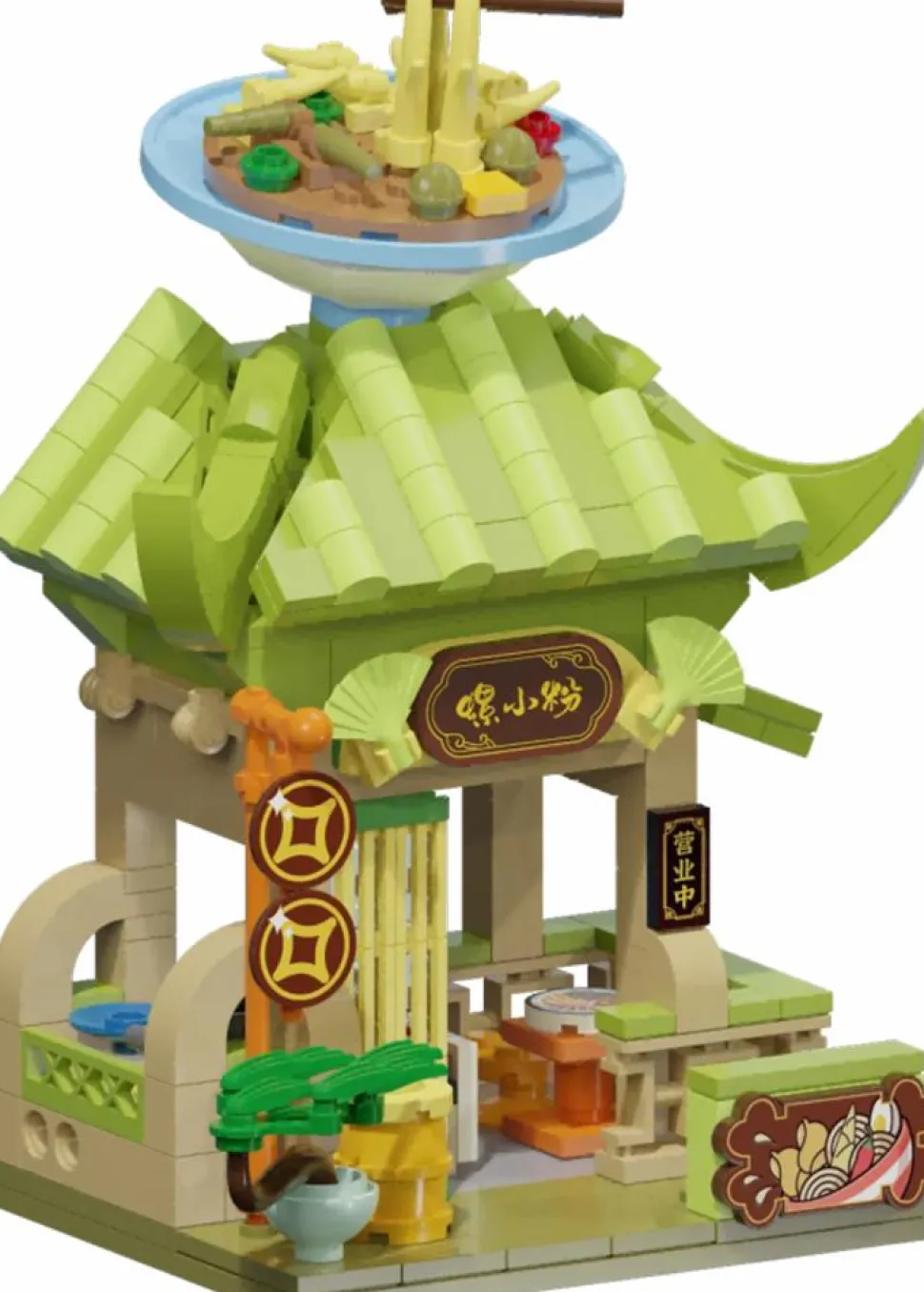 Pantasy - Classical River Snails Rice Noodle Shop Food Street Series Building Block Construction Set (327 Pieces)