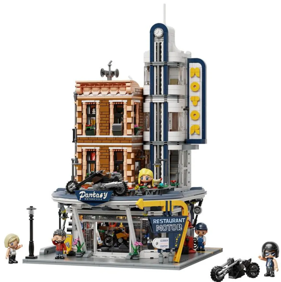 Pantasy - Motorcycle Restaurant Retro Series Building Block Construction Set