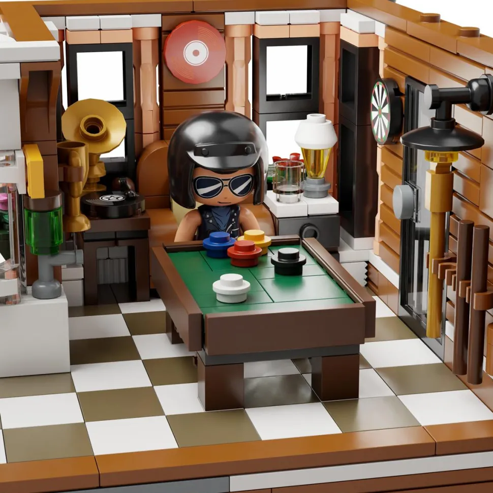 Pantasy - Motorcycle Restaurant Retro Series Building Block Construction Set
